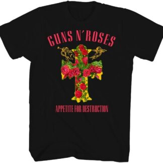 Guns N' Roses - Appetite for Destruction Rose Cross (Black, Adult Shirt)