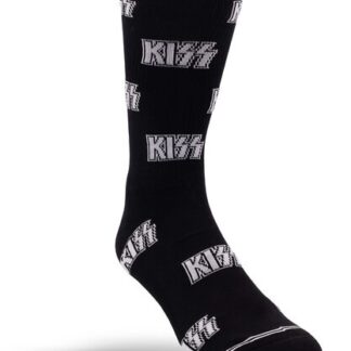 Kiss - All Over Logo Black - Crew Socks (Socks, Black)