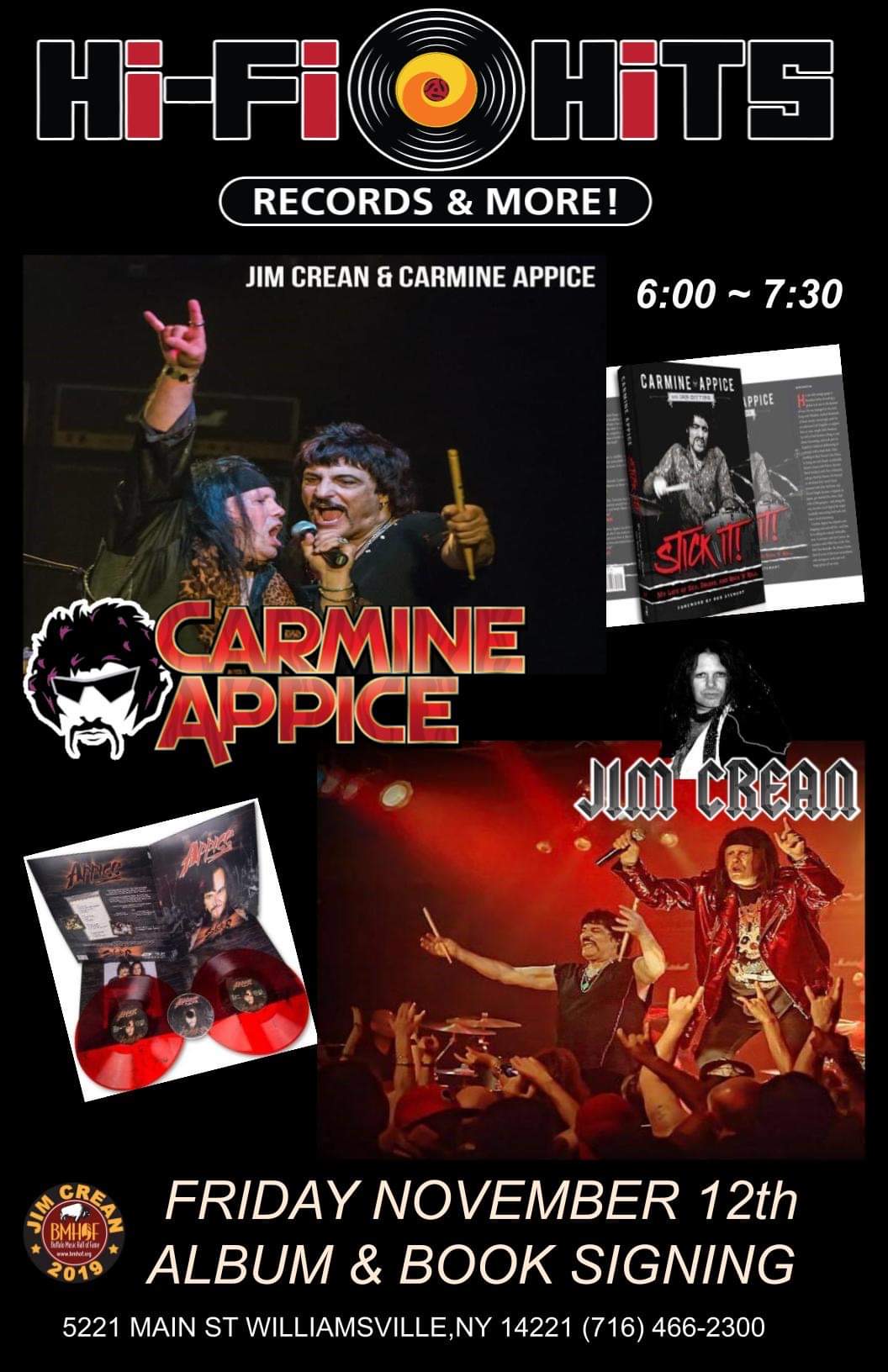 11/12/21 – Carmine Appice & Jim Crean Album & Book Signing