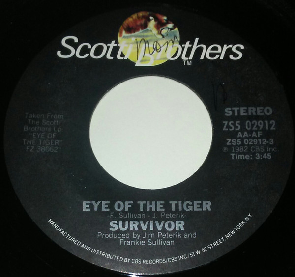 Survivor- Eye of the Tiger 45 RPM Record LP w/ Picture Sleeve