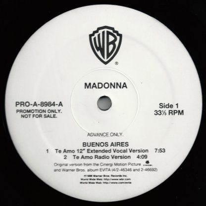 Madonna – Buenos Aires (Vinyl, 12", Advance, Promo)