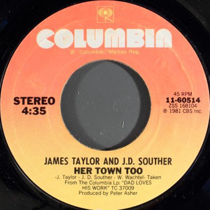 James Taylor And J.D. Souther – Her Town Too / Believe It Or Not (7" Vinyl)