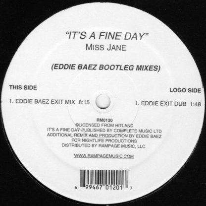 Miss Jane – It's A Fine Day (Eddie Baez Bootleg Mixes) (Vinyl)