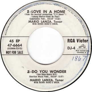 Mario Lanza With Henri René's Orch., Manny Lopez And His Orchestra – EP Promo (7" Vinyl)