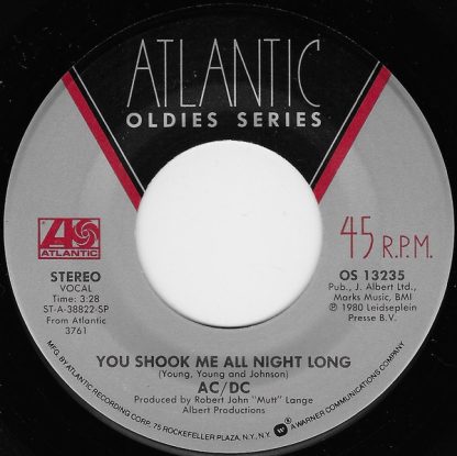 AC/DC – You Shook Me All Night Long / Back In Black (7" Vinyl)