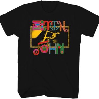 Elton John - Piano Photo (Black, Adult Shirt)