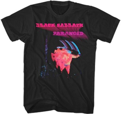 Black Sabbath - Paranoid Album Cover T-shirt (Size Large, Black)