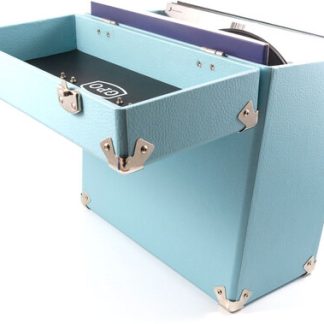 Retro 12" Vinyl Record Case 35 Count Capacity with Removable Lid - Blue