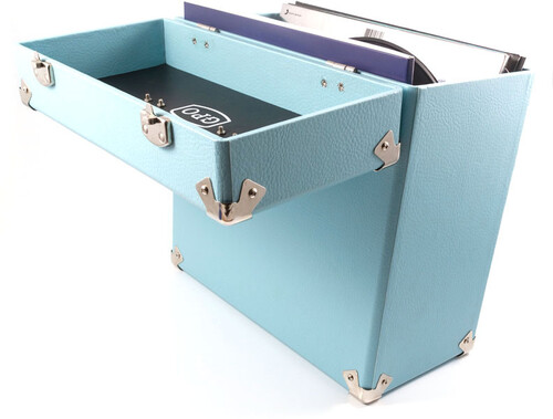 Retro 12" Vinyl Record Case 35 Count Capacity with Removable Lid - Blue