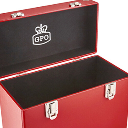 Retro 12" Vinyl Record Case 35 Count Capacity with Removable Lid - Red