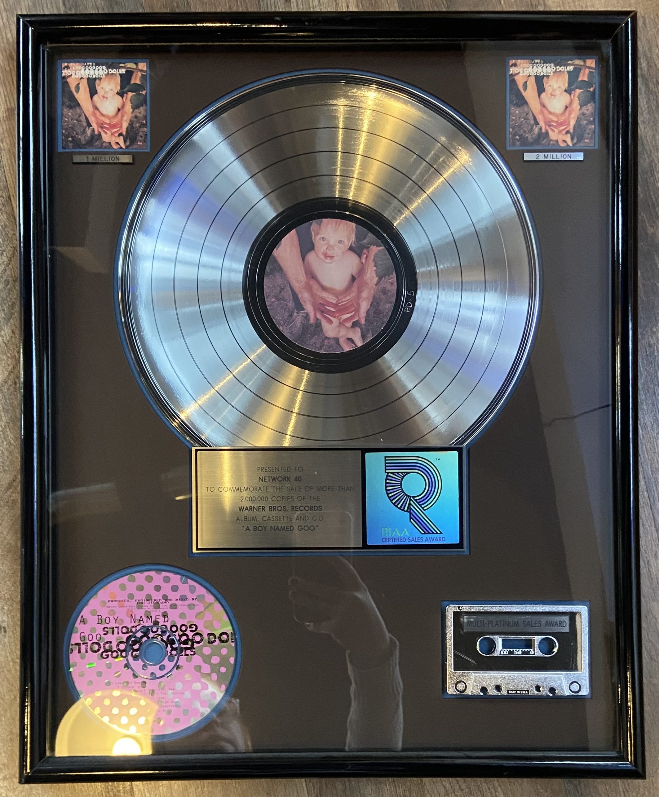 Goo Goo Dolls A Boy Named Goo RIAA 2x Multi - Platinum Album Award