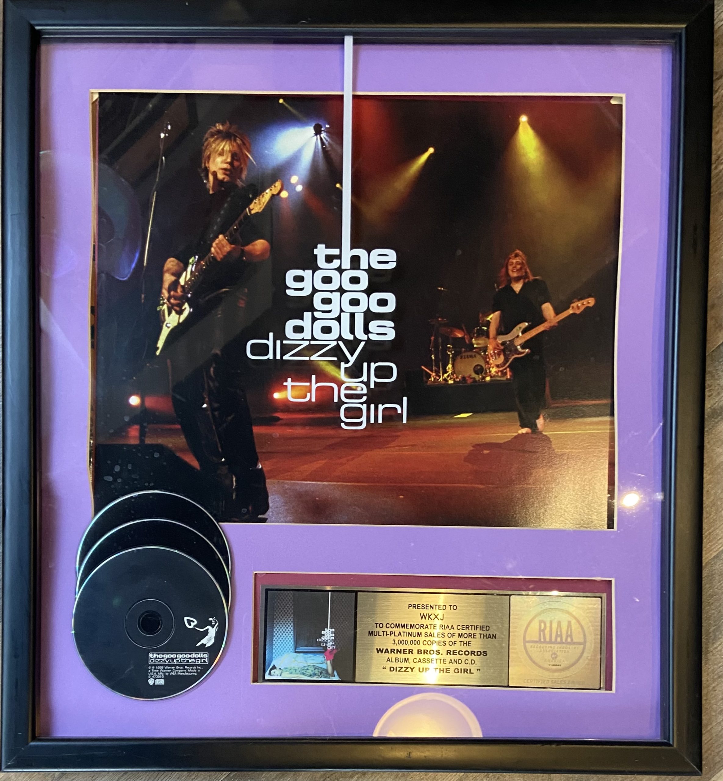 Goo Goo Dolls Dizzy Up The Girl RIAA 3x Multi - Platinum Album Award