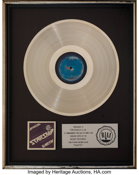 Jefferson Starship Earth RIAA Platinum Sales Award (1978)