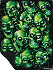 FANTASY SKULL PILE GREEN FLEECE THROW BLANKET
