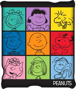 PEANUTS CHARACTER MULTICOLOR GRID MICRO-PLUSH 45in x 60in THROW BLANKET