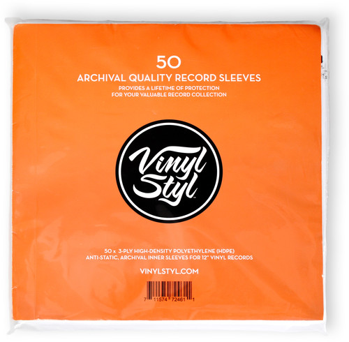 Vinyl Styl™ 12 Inch Vinyl Record Archive Quality Inner Sleeves - 50 Pack