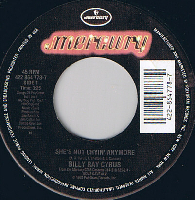 Billy Ray Cyrus – She's Not Cryin' Anymore (7")
