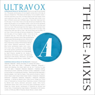 Ultravox - The Re-Mixes (Vinyl, RSD Exclusive, Colored- White)