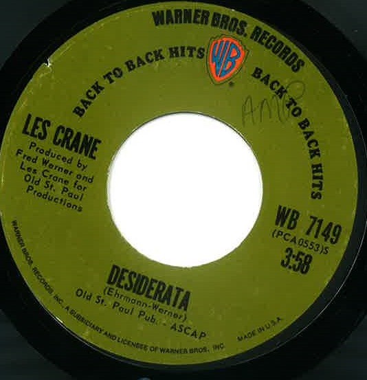 Les Crane – Desiderata/Esperanza (Hope) (7" Vinyl)