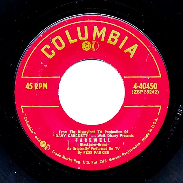 Fess Parker – Farewell / I'm Lonely My Darlin' (Green Grow The Lilacs) (7" Vinyl)