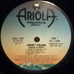 Jimmy Frank ‎– Such A Pity (PROMO) (Vinyl)